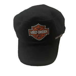 Harley Davidson Cadet Hat Vintage Black Strapback Embrodered Orlando Florida